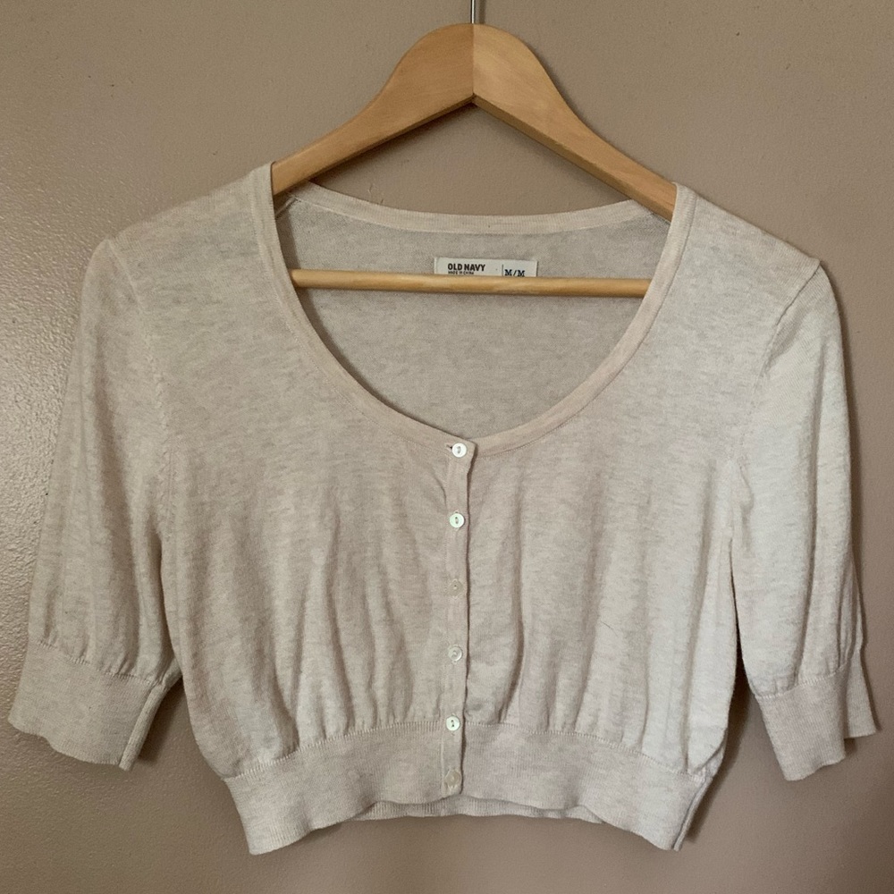 Old navy short cardigan tan size med